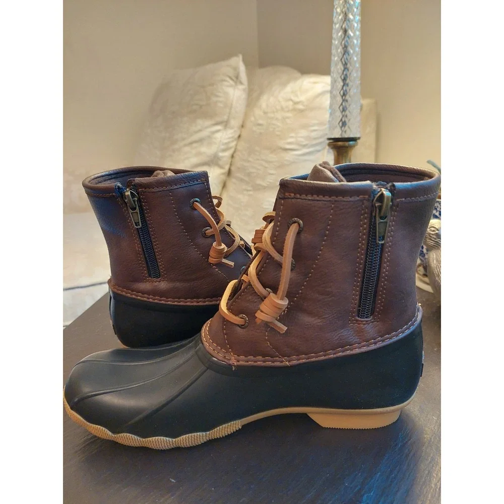 Sperry Top-Sider Saltwater Duck Boot Brown Rain Boots Size 6M Girls/7.5M Wms NEW